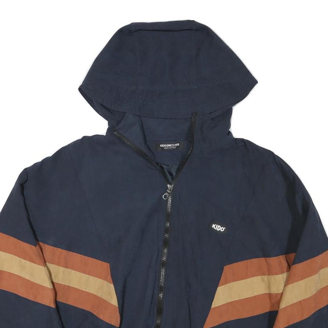 KIDSINCE2011 Womens Navy Blue & Brown Zip Jacket L Polyester Blend Colourblock