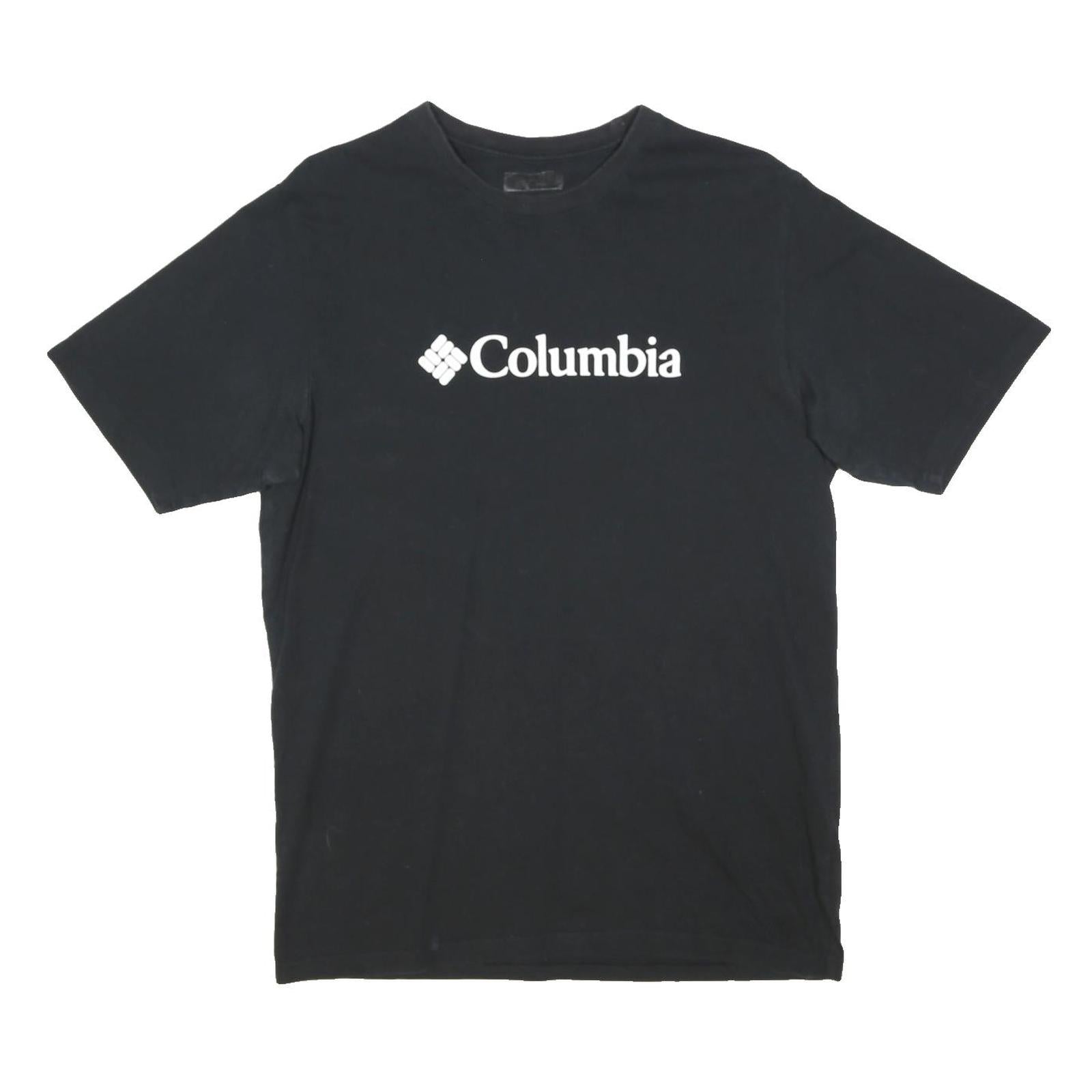 COLUMBIA Mens Black Cotton Blend Logo Graphic T-Shirt M Short Sleeve Crew Neck