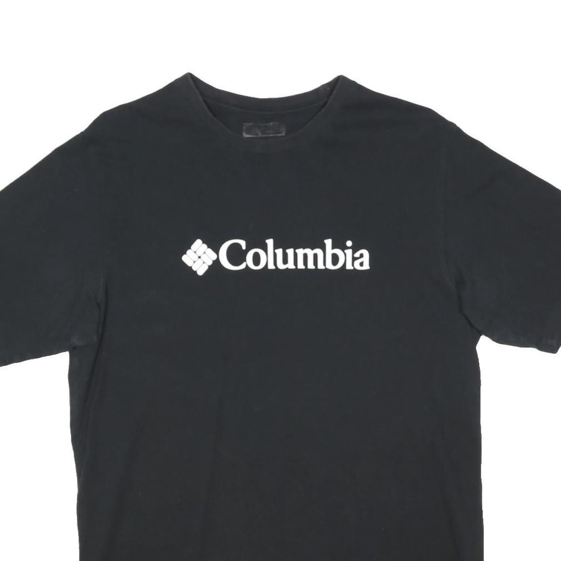 COLUMBIA Mens Black Cotton Blend Logo Graphic T-Shirt M Short Sleeve Crew Neck