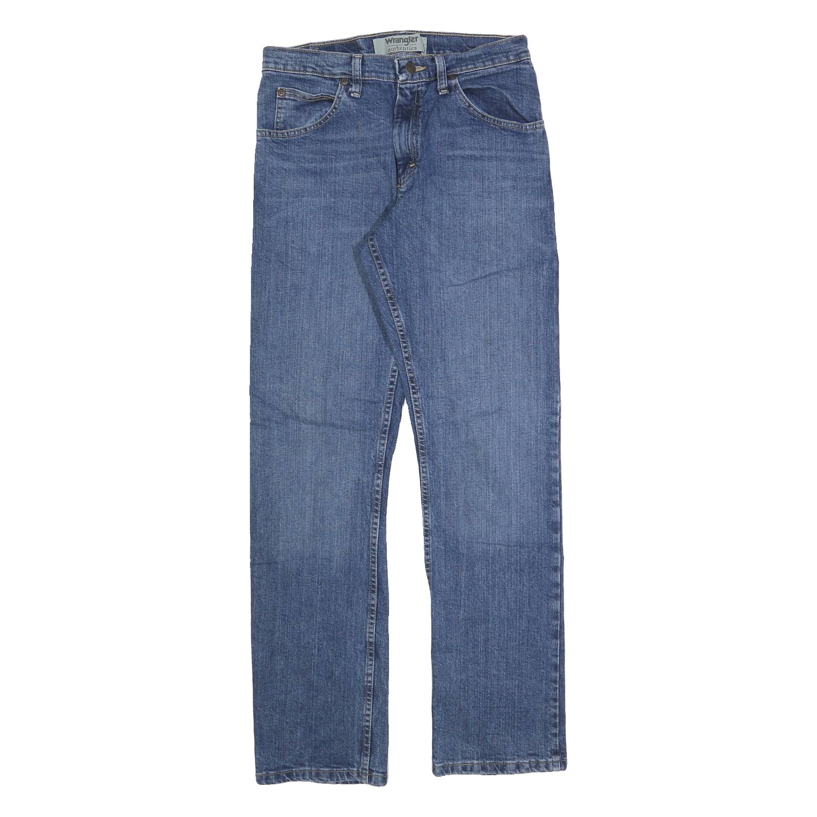 WRANGLER Mens Regular Fit Blue Cotton Denim Jeans W29 L32 Classic Zip Closure