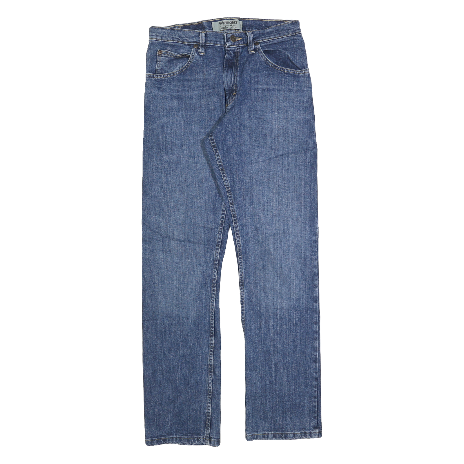 WRANGLER Mens Regular Fit Blue Cotton Denim Jeans W29 L32 Classic Zip Closure