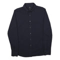 UNI QLO Mens Navy Blue Slim Fit Cotton Blend Shirt L Button Down Collar Long