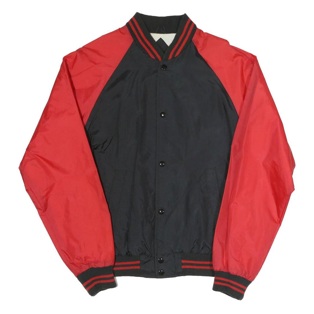 MTA PRO Mens Black & Red Button Bomber Jacket S Polyester Blend Athletic Casual