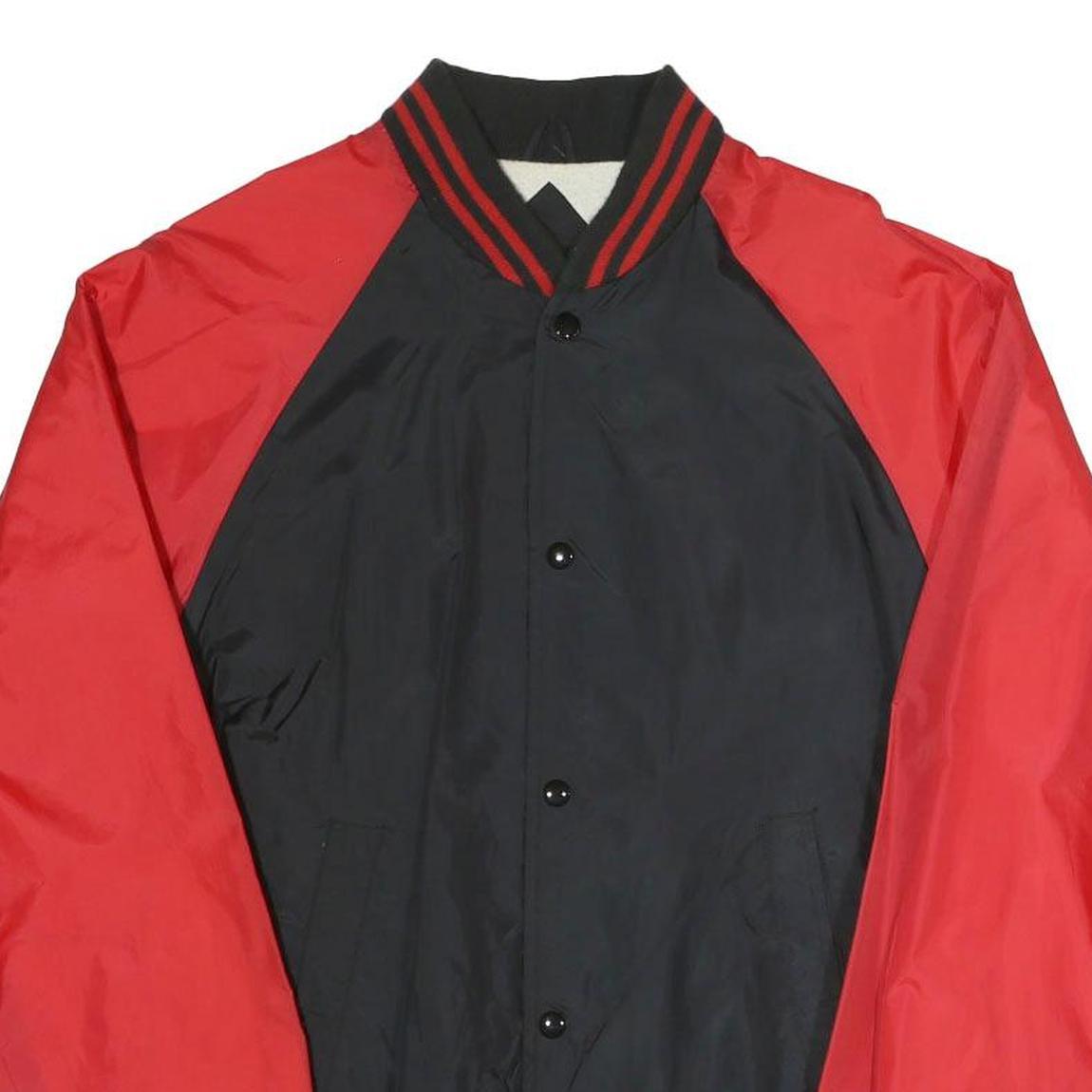 MTA PRO Mens Black & Red Button Bomber Jacket S Polyester Blend Athletic Casual