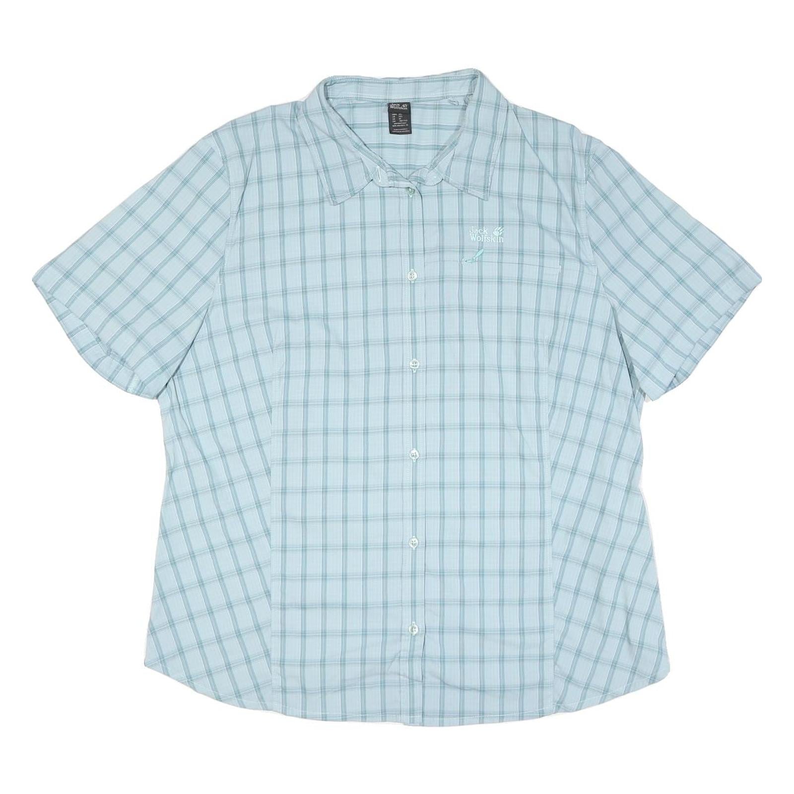 JACK WOLFSKIN Womens Blue Check Shirt 2XL Cotton Blend Lightweight Summer