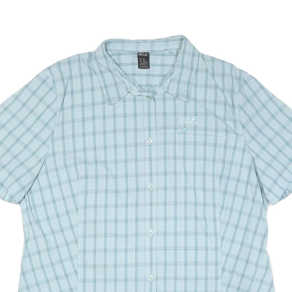 JACK WOLFSKIN Womens Blue Check Shirt 2XL Cotton Blend Lightweight Summer