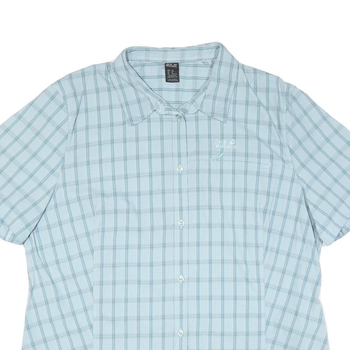 JACK WOLFSKIN Womens Blue Check Shirt 2XL Cotton Blend Lightweight Summer