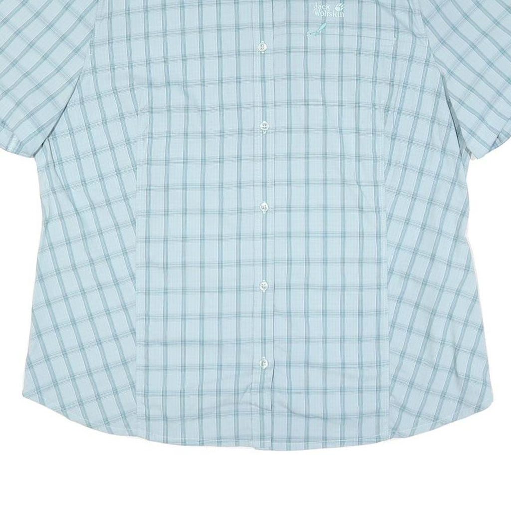JACK WOLFSKIN Womens Blue Check Shirt 2XL Cotton Blend Lightweight Summer