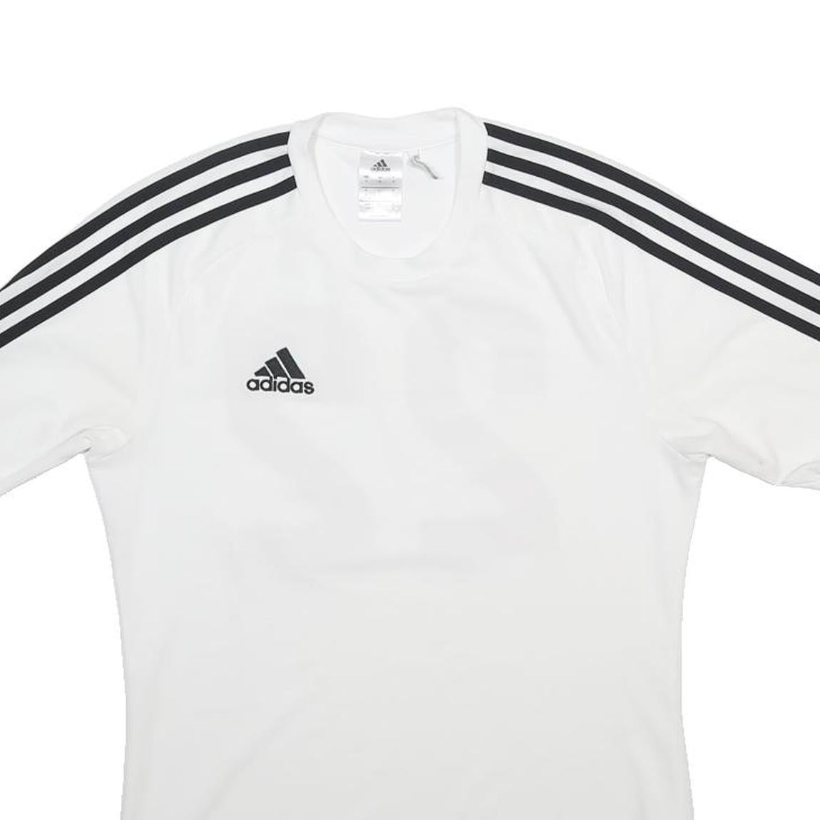 ADIDAS Womens White & Black Sports T-Shirt S Short Sleeve Crew Neck Polyester