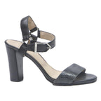 HUGO Womens Black Leather Strappy Block Heel Sandals UK 3 Elegant Comfortable