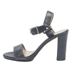 HUGO Womens Black Leather Strappy Block Heel Sandals UK 3 Elegant Comfortable