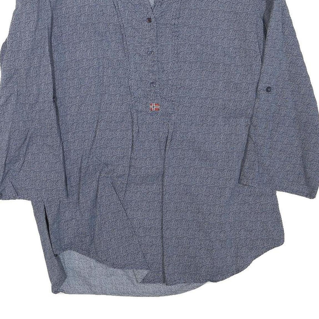 NAPAPIJRI Womens Blue Printed Top 3/4 Sleeve V-Neck Size S Lightweight