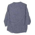 NAPAPIJRI Womens Blue Printed Top 3/4 Sleeve V-Neck Size S Lightweight