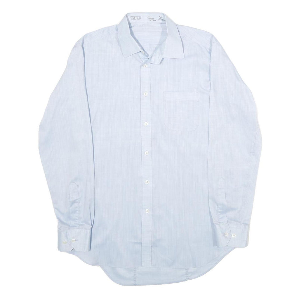 PROSPERO Mens Blue Shirt M Polyester Blend Formal Long Sleeve Button Down