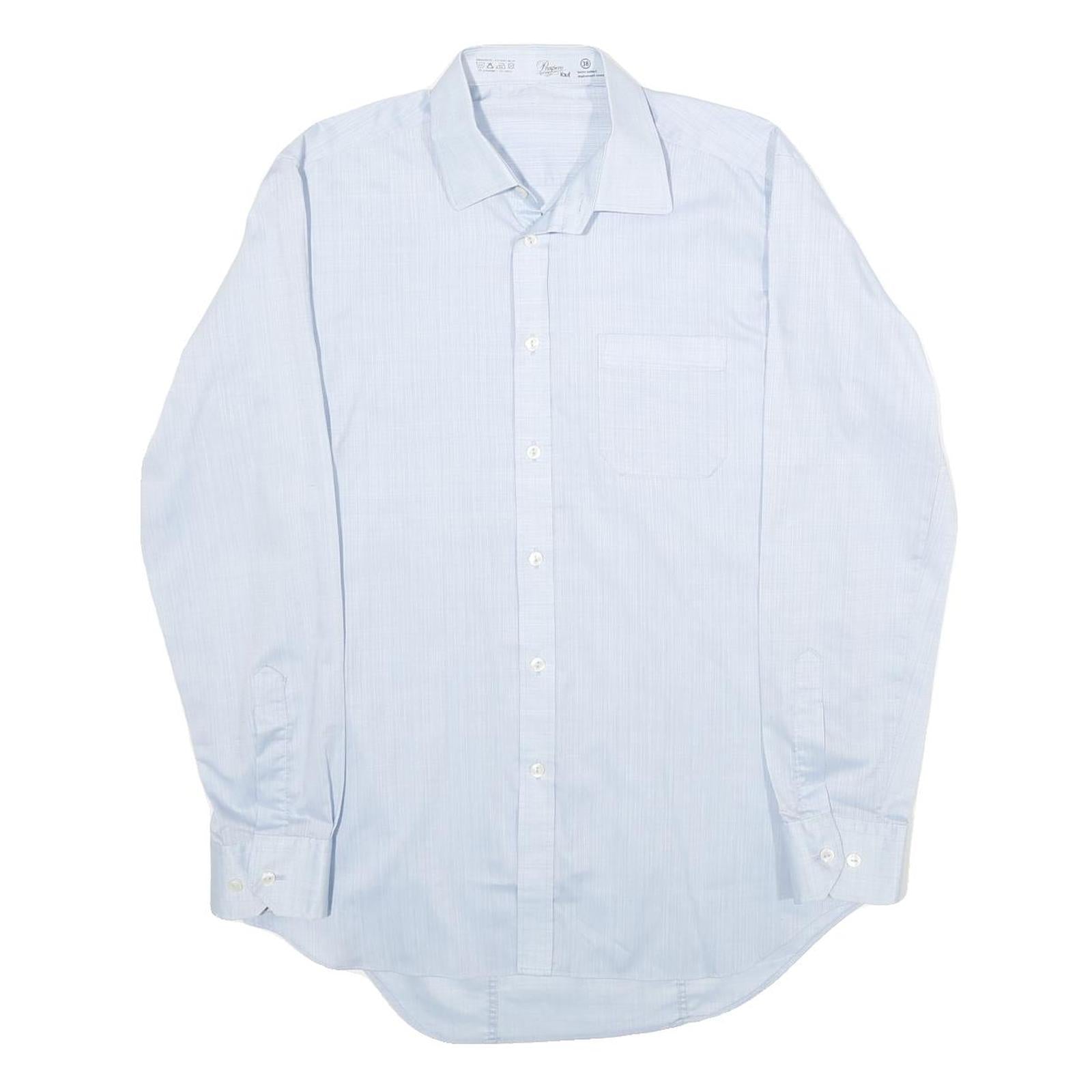 PROSPERO Mens Blue Shirt M Polyester Blend Formal Long Sleeve Button Down