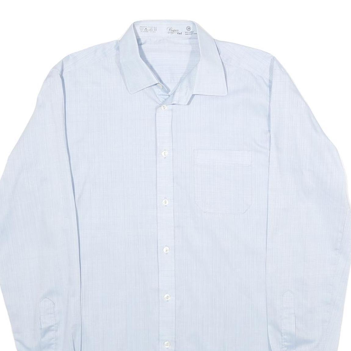 PROSPERO Mens Blue Shirt M Polyester Blend Formal Long Sleeve Button Down