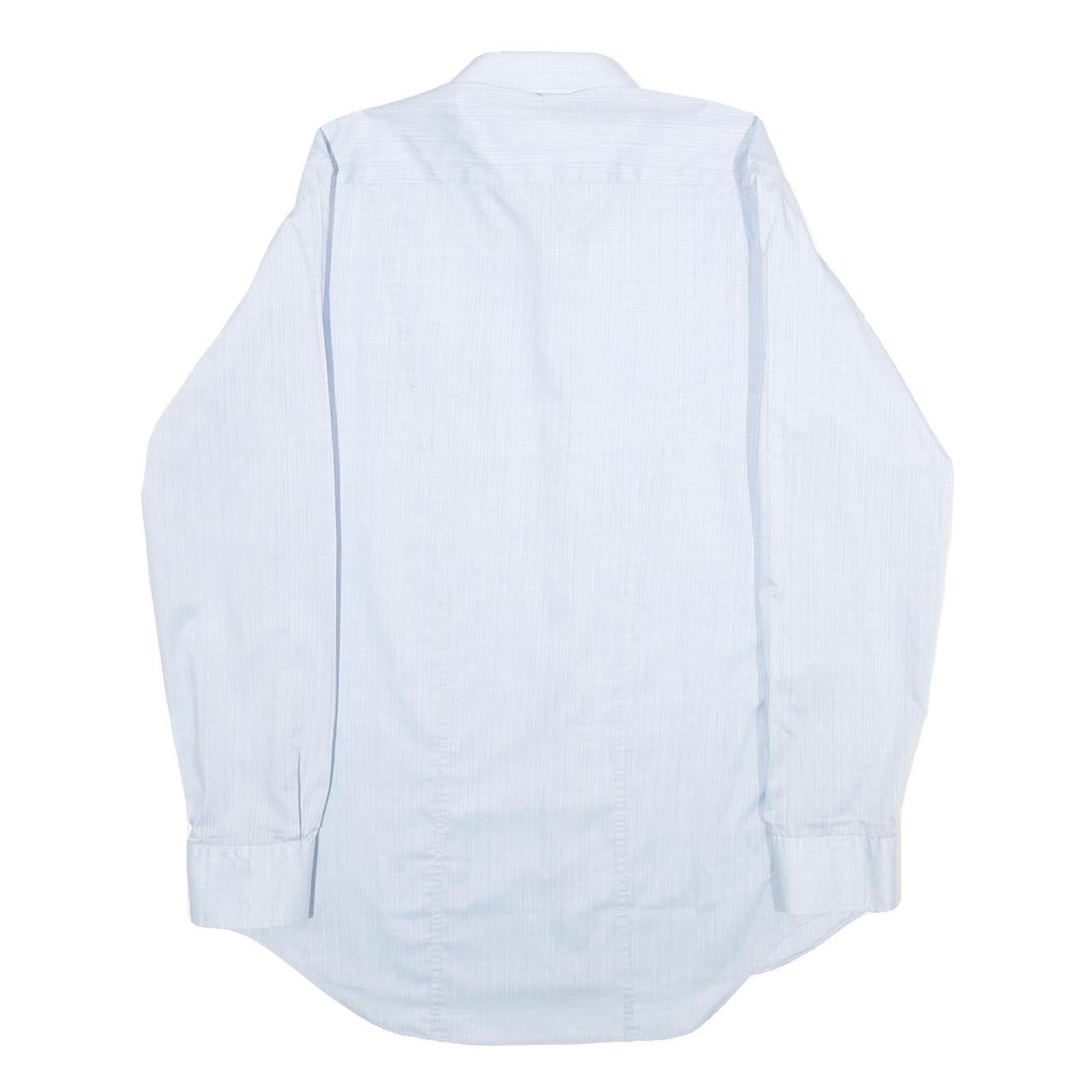 PROSPERO Mens Blue Shirt M Polyester Blend Formal Long Sleeve Button Down