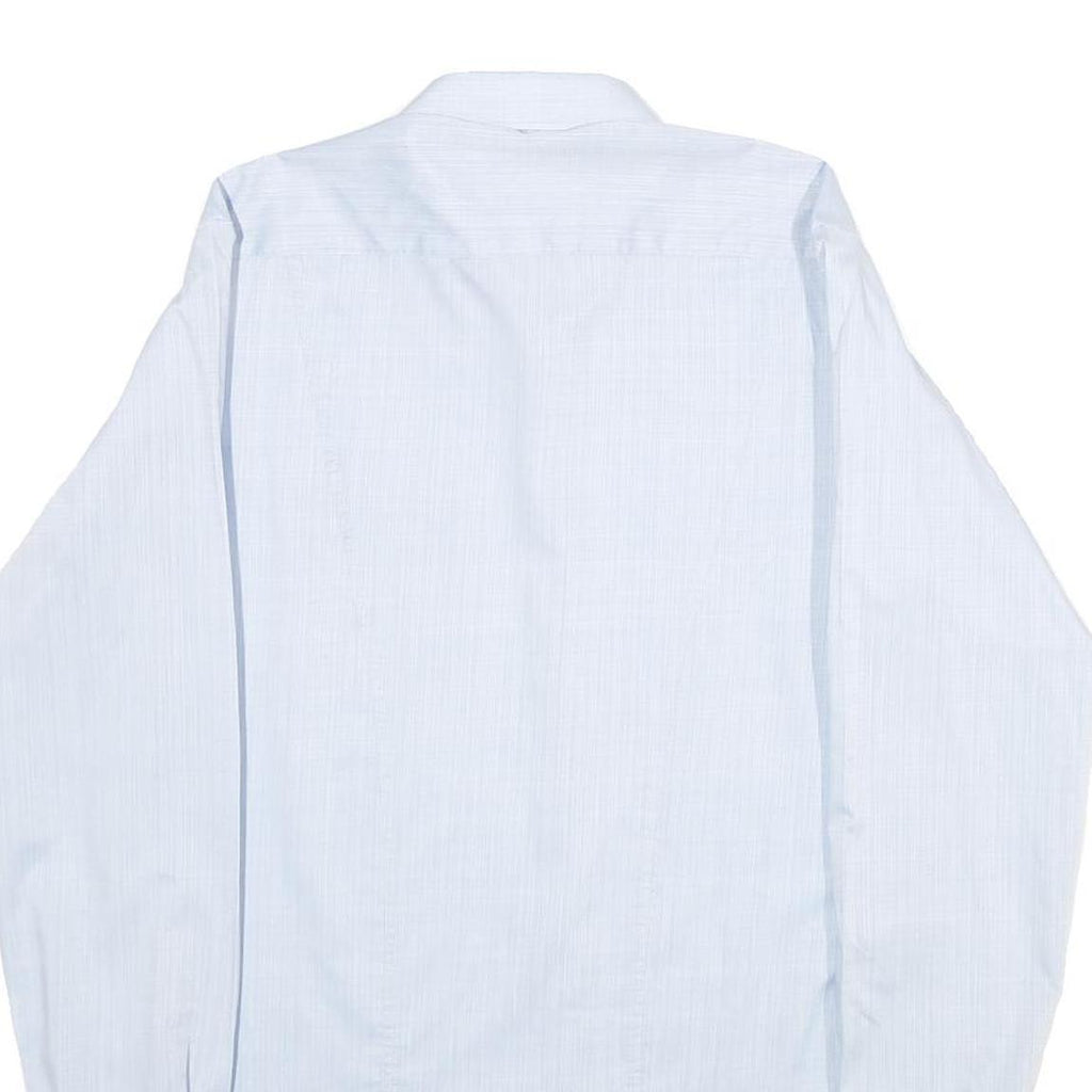 PROSPERO Mens Blue Shirt M Polyester Blend Formal Long Sleeve Button Down