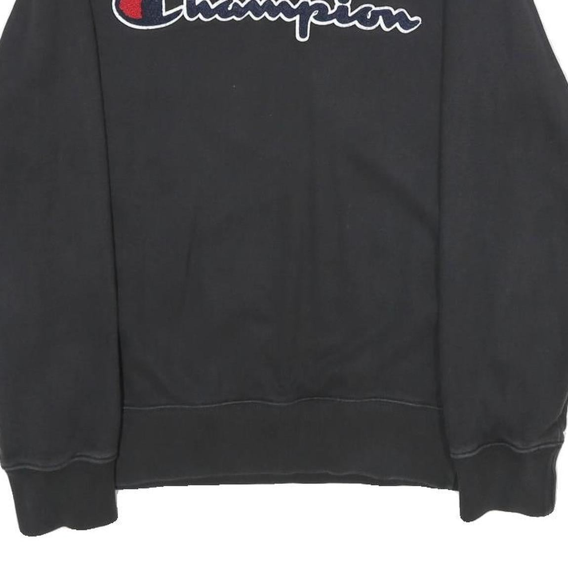 CHAMPION Mens Black Crew Neck M Cotton Logo Sweatshirt Casual Pullover