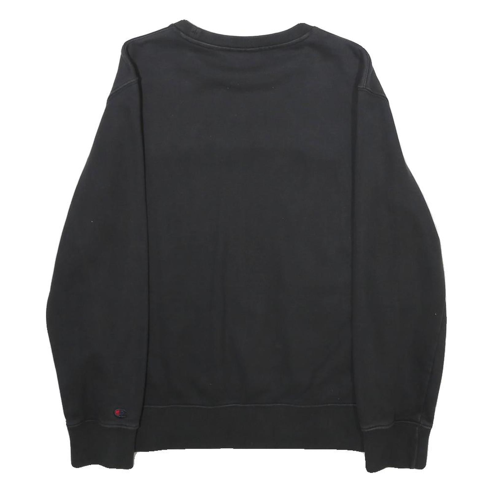 CHAMPION Mens Black Crew Neck M Cotton Logo Sweatshirt Casual Pullover