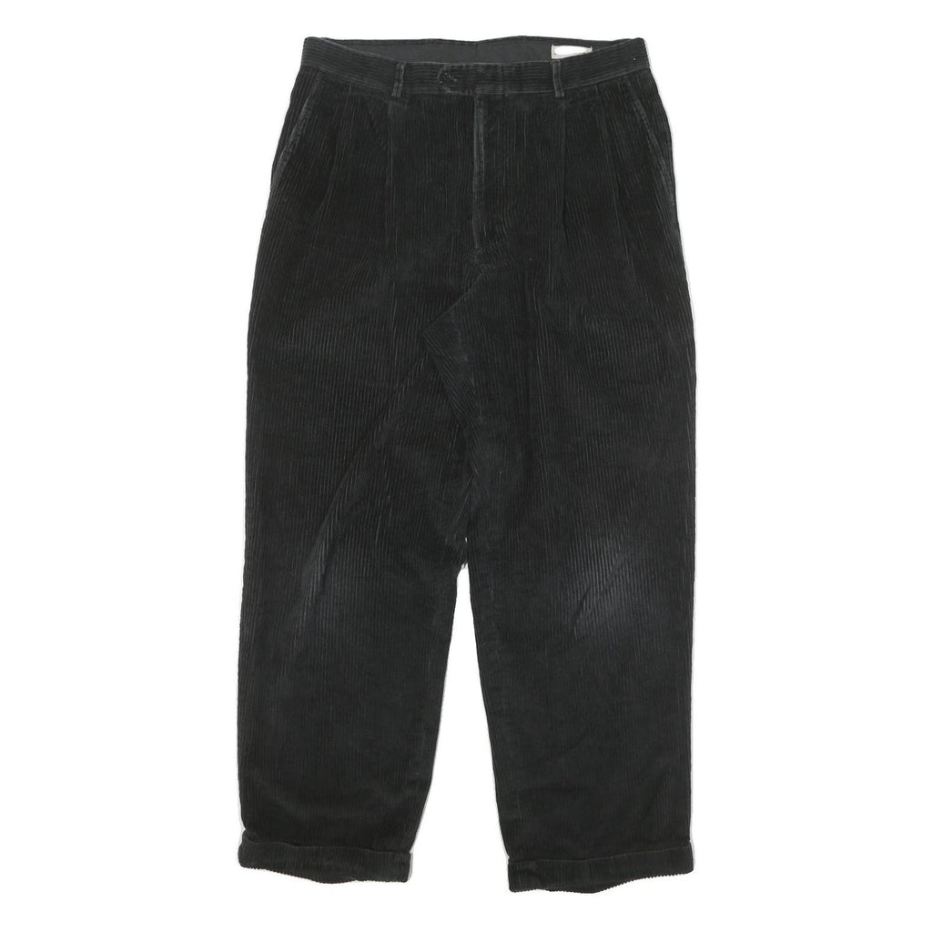LINEA NATURALE Mens Cotton Blend Black Relaxed Straight Trousers W32 L28 Casual