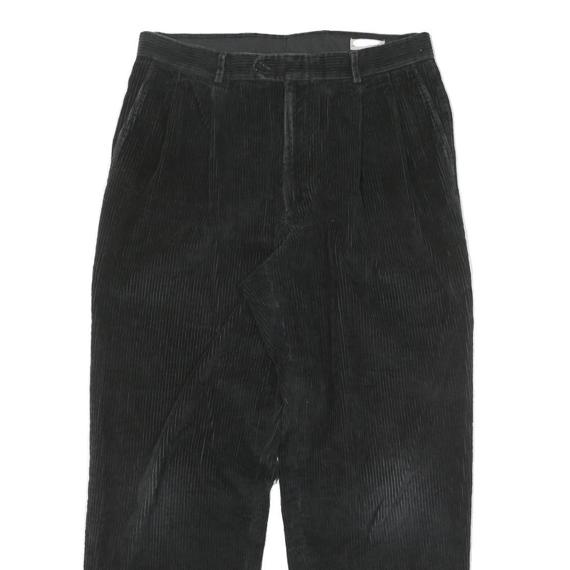 LINEA NATURALE Mens Cotton Blend Black Relaxed Straight Trousers W32 L28 Casual