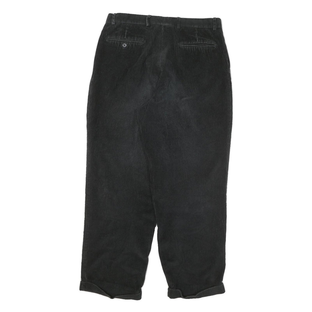 LINEA NATURALE Mens Cotton Blend Black Relaxed Straight Trousers W32 L28 Casual