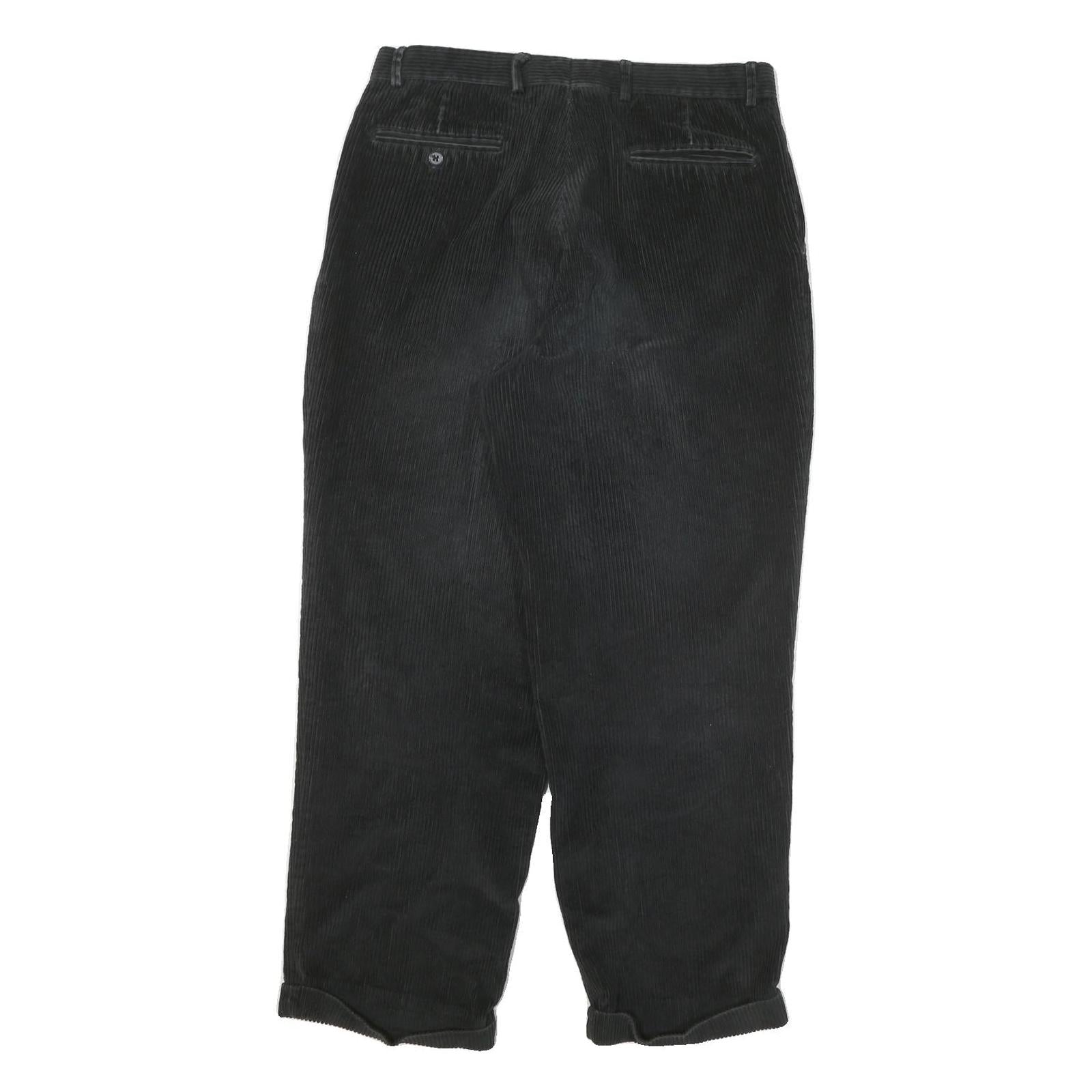 LINEA NATURALE Mens Cotton Blend Black Relaxed Straight Trousers W32 L28 Casual