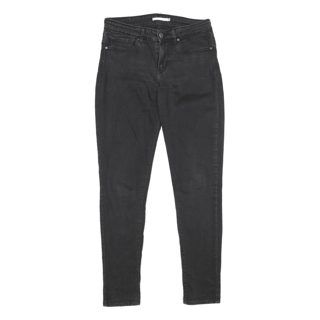 LEVI'S 711 Skinny Womens Jeans Black Slim Denim Raw W27 L32 Stretch Comfort