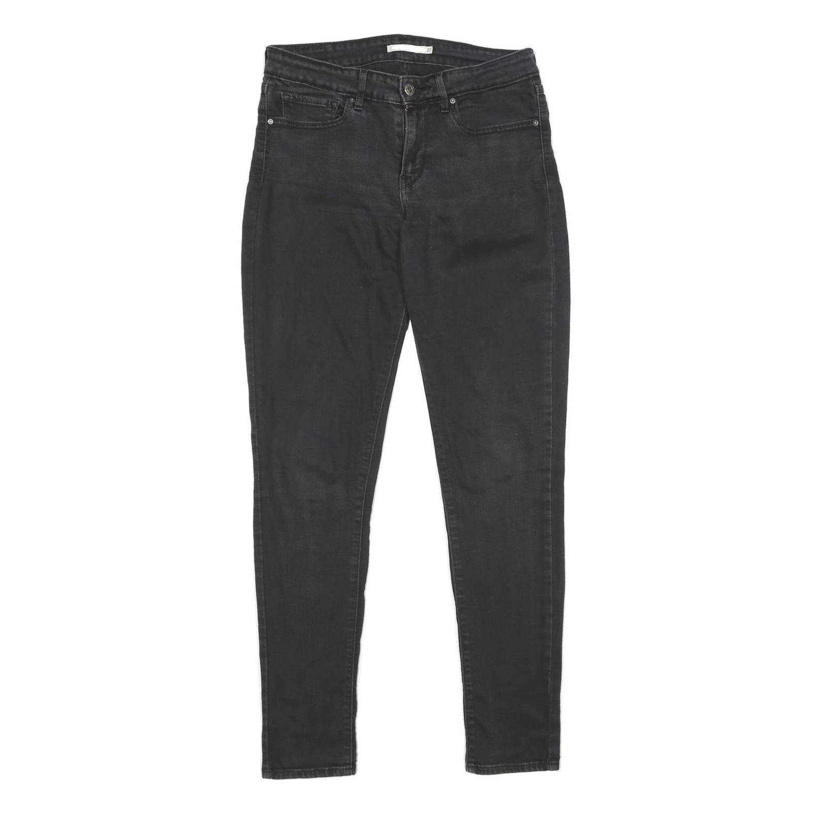 LEVI'S 711 Skinny Womens Jeans Black Slim Denim Raw W27 L32 Stretch Comfort