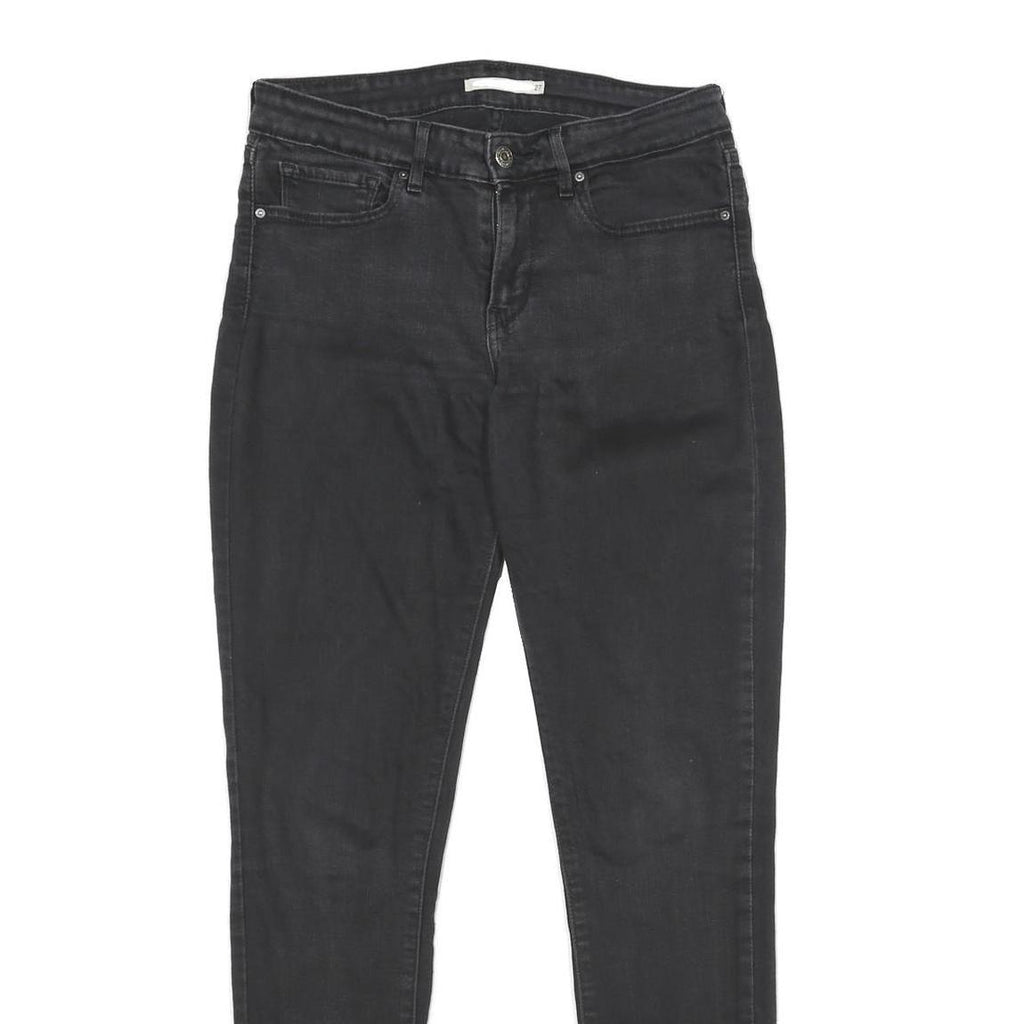 LEVI'S 711 Skinny Womens Jeans Black Slim Denim Raw W27 L32 Stretch Comfort
