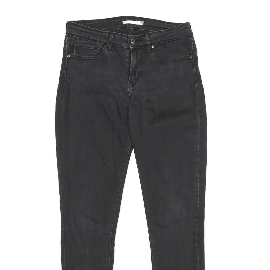 LEVI'S 711 Skinny Womens Jeans Black Slim Denim Raw W27 L32 Stretch Comfort