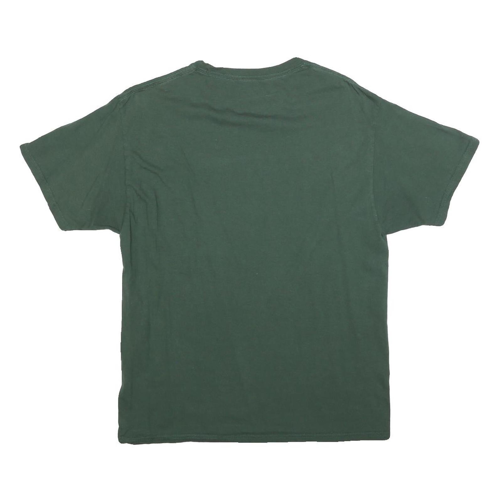 CHAMPION Mens Green Wayne State Graphic T-Shirt L Short Sleeve Crew Neck