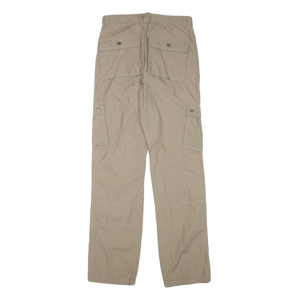 VERTBAUDET Mens Cotton Blend Beige Casual Regular Fit Cargo Trousers W26 L31