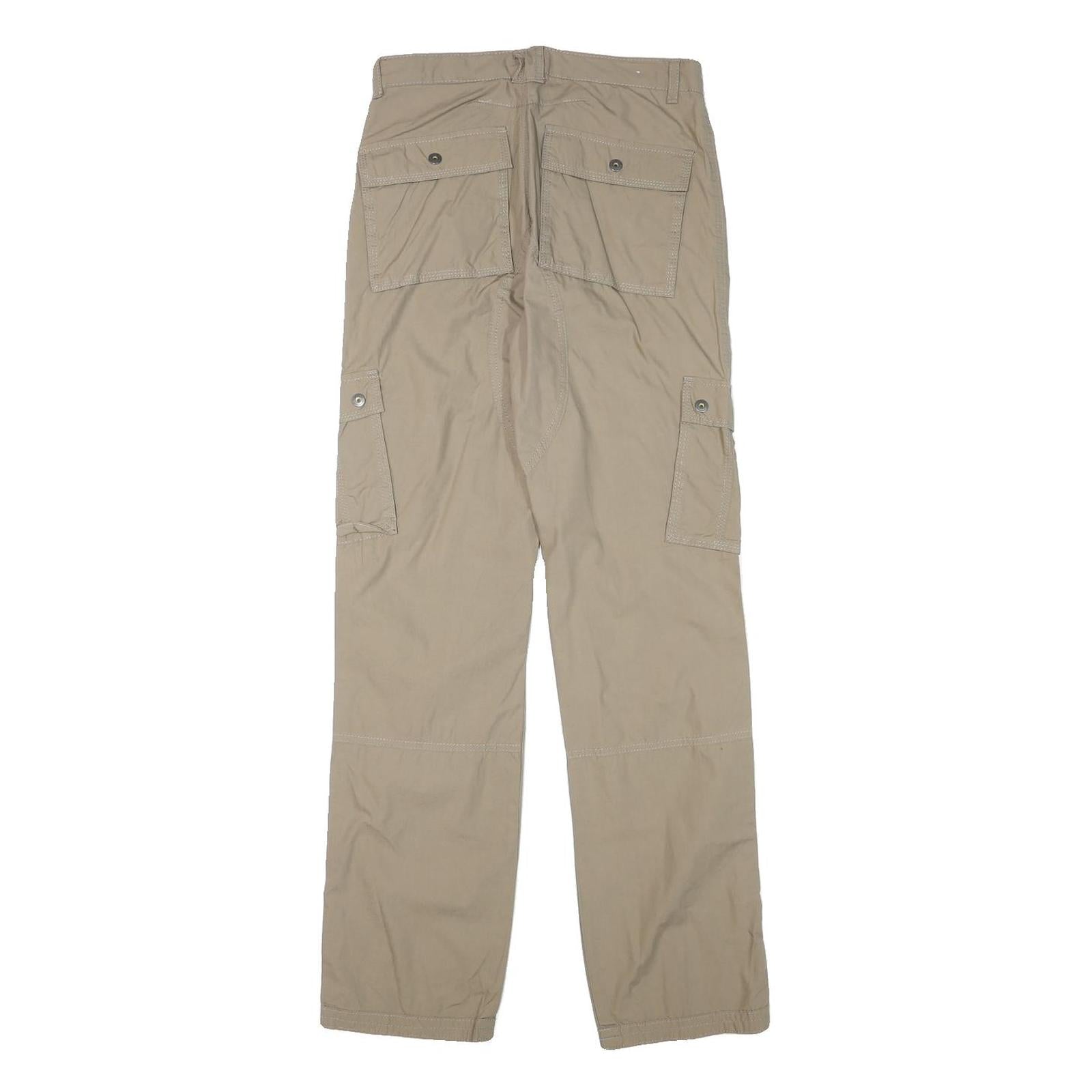 VERTBAUDET Mens Cotton Blend Beige Casual Regular Fit Cargo Trousers W26 L31