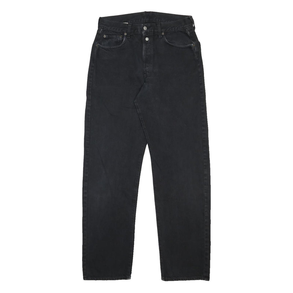 REPLAY Mens Black Regular Fit Jeans Denim Button W33 L33 Classic Style