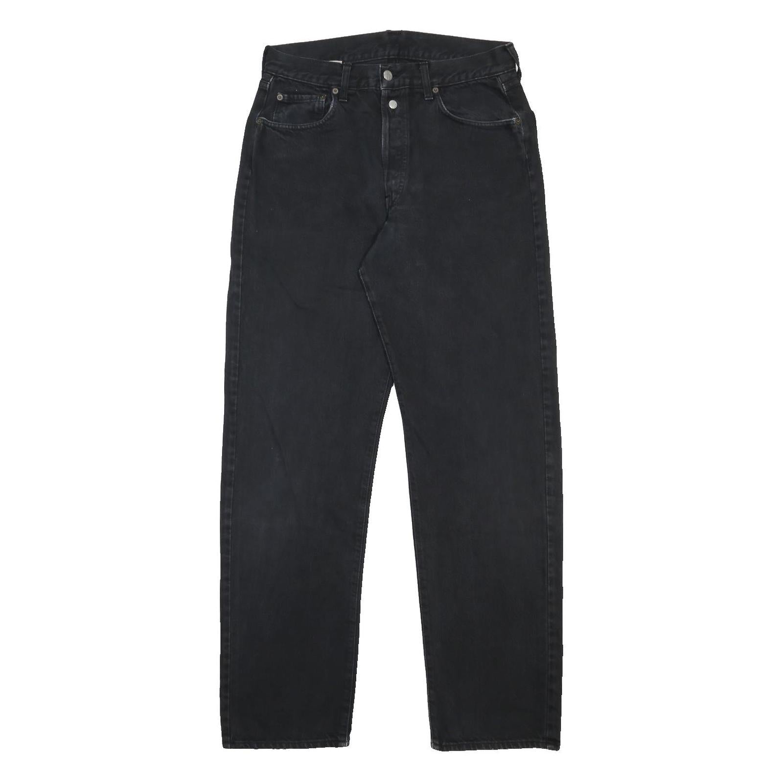 REPLAY Mens Black Regular Fit Jeans Denim Button W33 L33 Classic Style