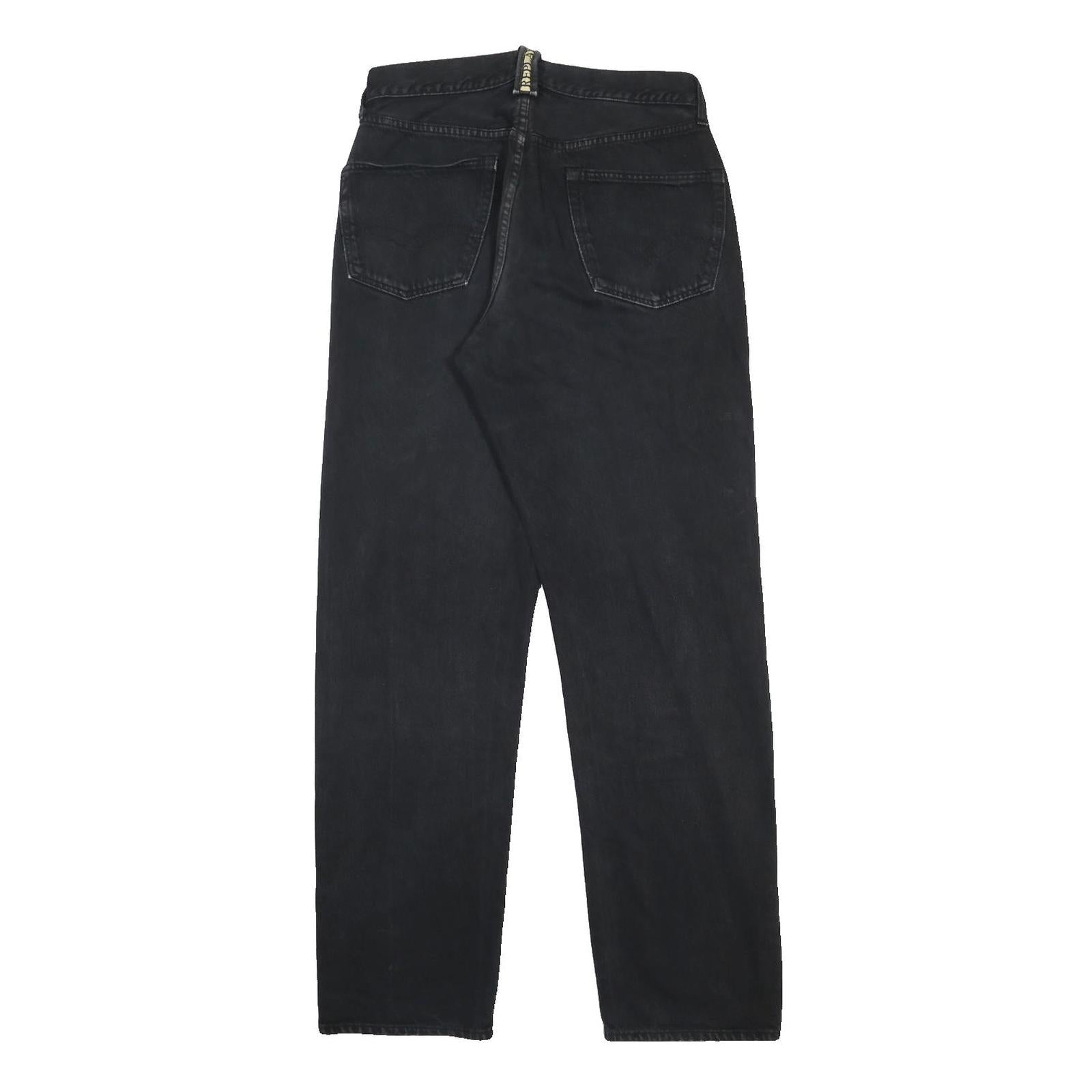 REPLAY Mens Black Regular Fit Jeans Denim Button W33 L33 Classic Style
