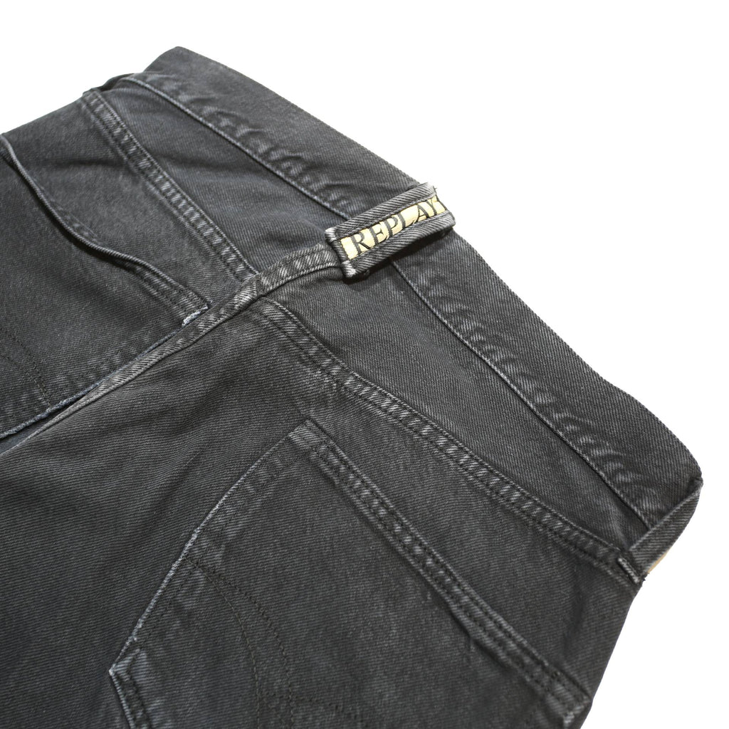 REPLAY Mens Black Regular Fit Jeans Denim Button W33 L33 Classic Style