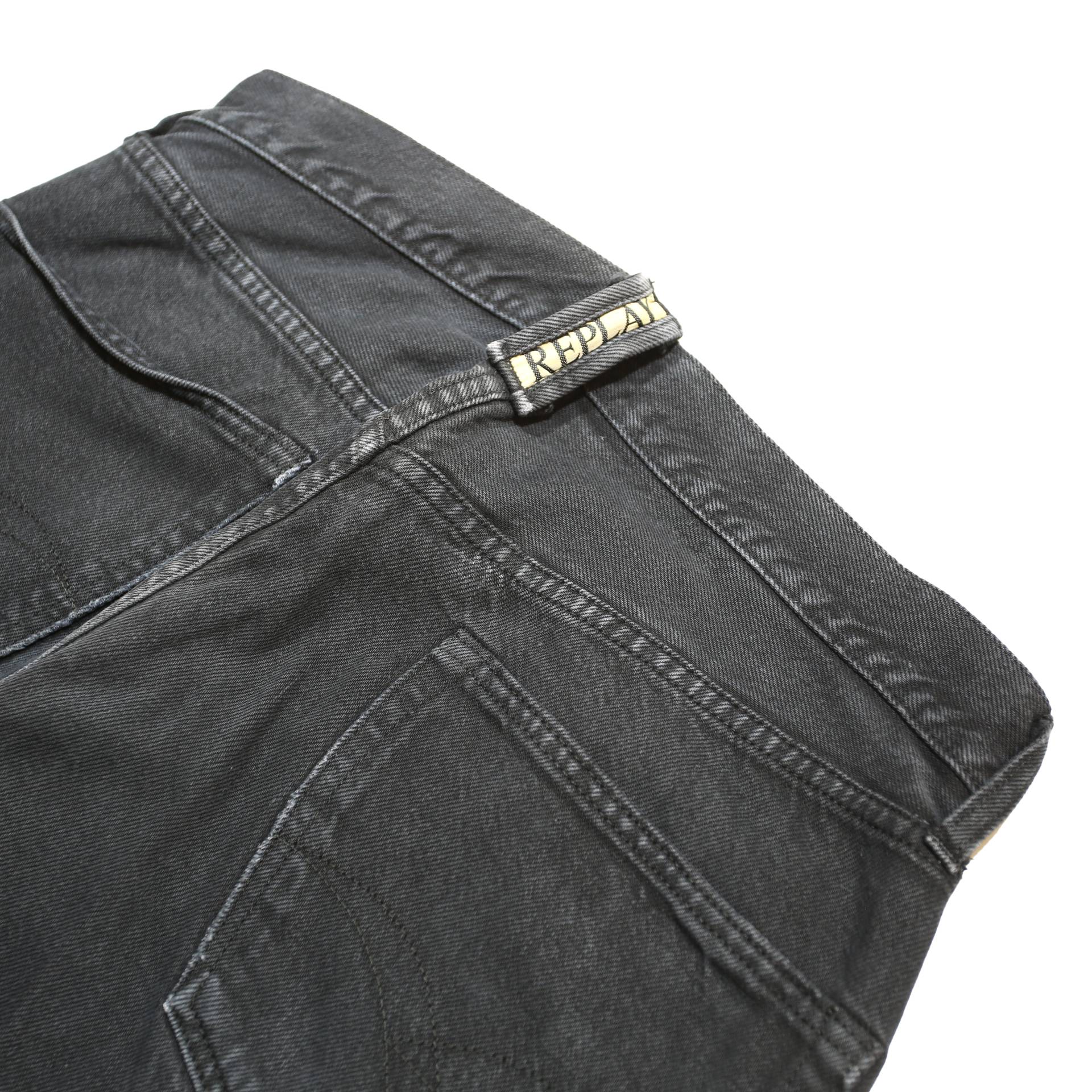 REPLAY Mens Black Regular Fit Jeans Denim Button W33 L33 Classic Style
