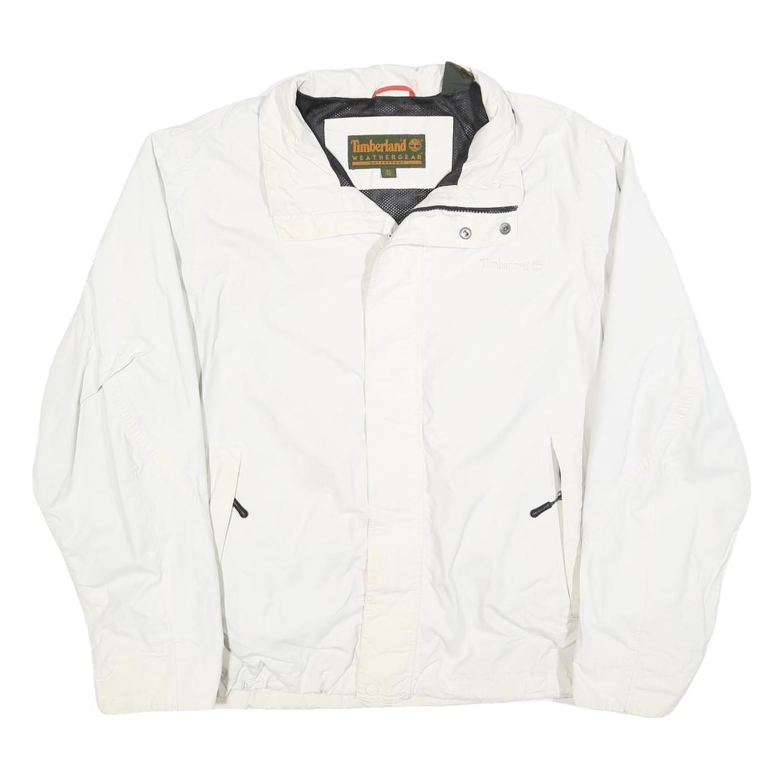 TIMBERLAND Mens White Zip Jacket XL Polyester Blend Outdoor Casual Weathergear