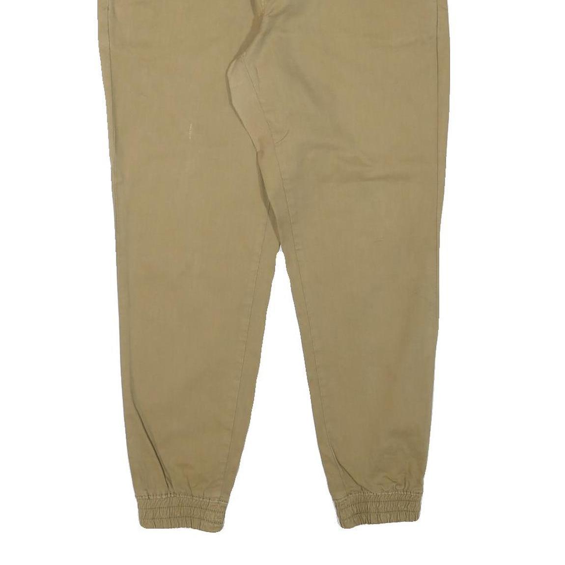 ZARA Mens Cotton Blend Beige Relaxed Drawstring Trousers W33 L28 Casual Wear