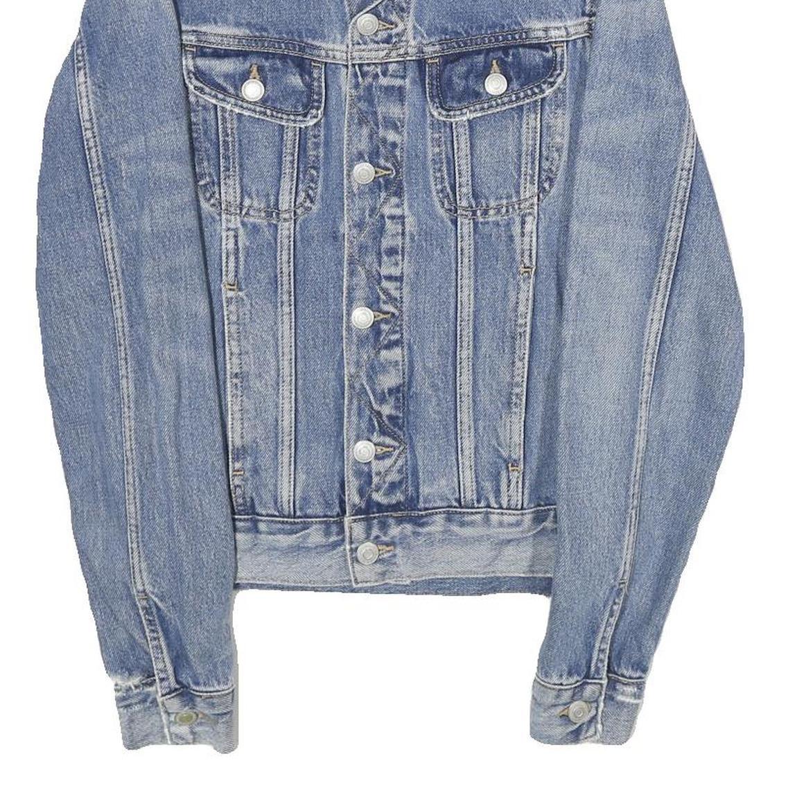 SANDRO Mens Blue Denim Jacket XS Cotton Button Plain Classic Fit Casual