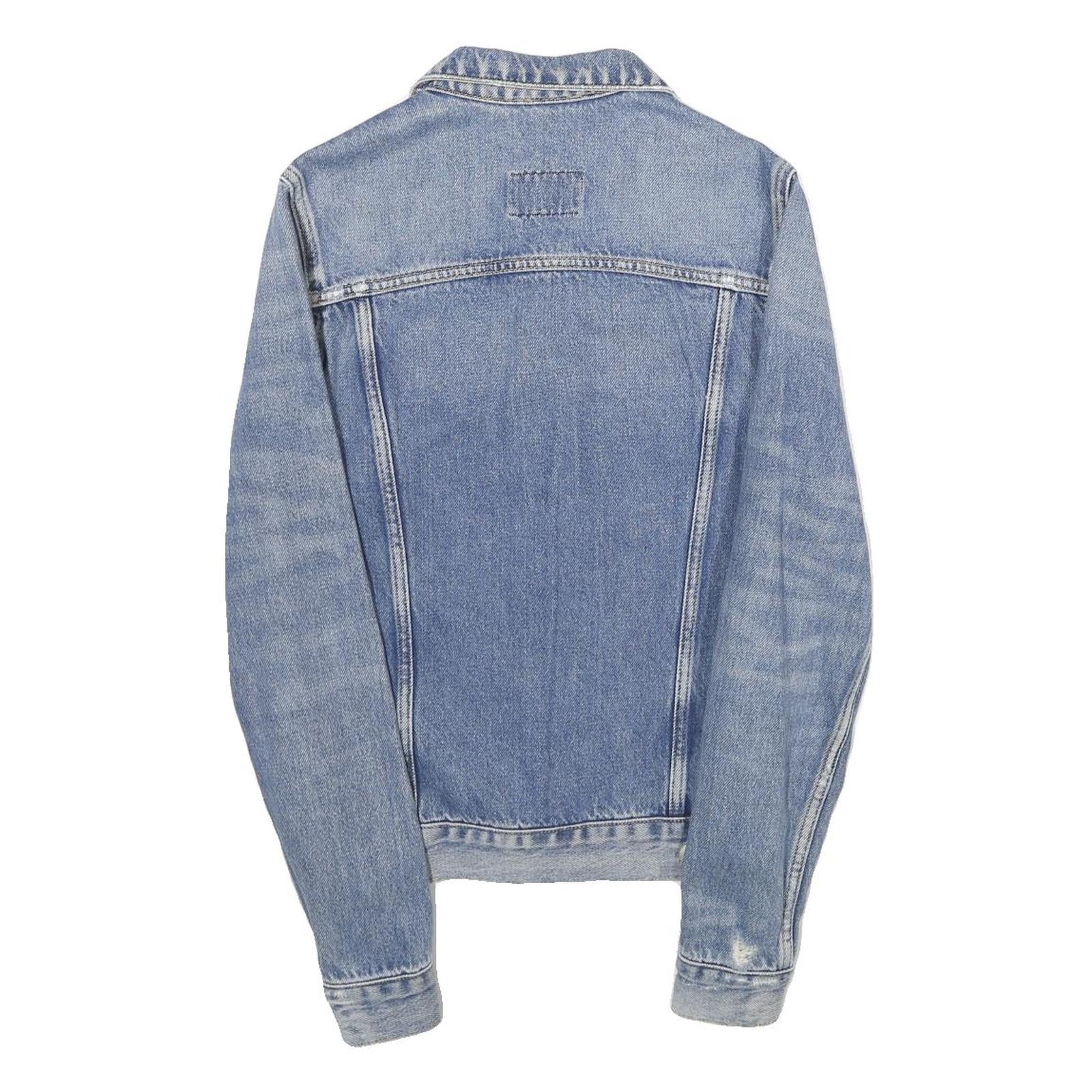 SANDRO Mens Blue Denim Jacket XS Cotton Button Plain Classic Fit Casual