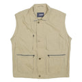 JUPITER Mens Beige Sleeveless L Polyester Blend Utility Jacket Zip Pockets