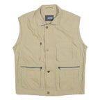 JUPITER Mens Beige Sleeveless L Polyester Blend Utility Jacket Zip Pockets