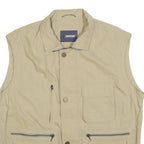 JUPITER Mens Beige Sleeveless L Polyester Blend Utility Jacket Zip Pockets