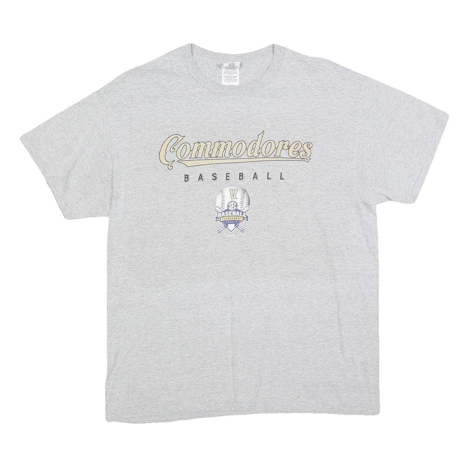 GILDAN Mens Grey Commodores Baseball Graphic T-Shirt L Short Sleeve Crew Neck