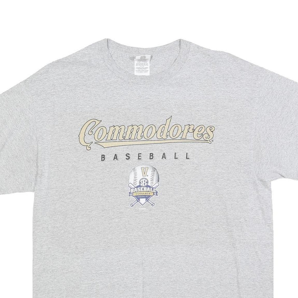 GILDAN Mens Grey Commodores Baseball Graphic T-Shirt L Short Sleeve Crew Neck