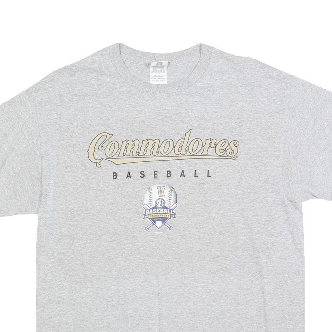 GILDAN Mens Grey Commodores Baseball Graphic T-Shirt L Short Sleeve Crew Neck